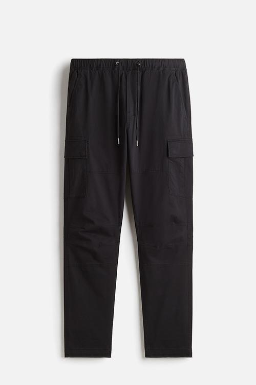 Slim fit cargo trousers - black