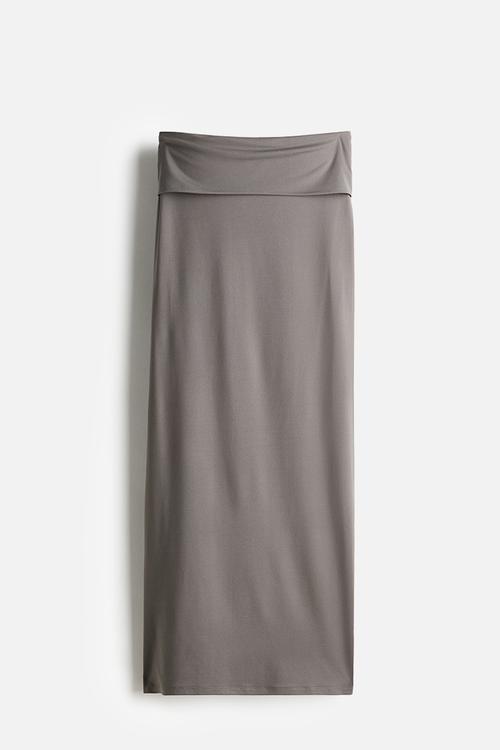 Foldover-waist maxi skirt - grey