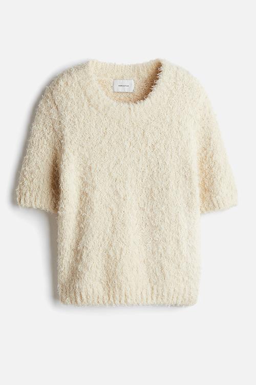Fuzzy-knit top - cream