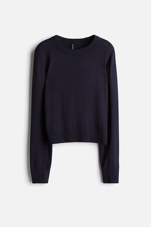 Fine-knit jumper - navy blue