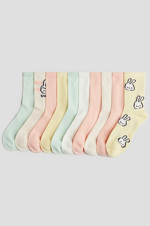 10 Pack socks - peach/bunny