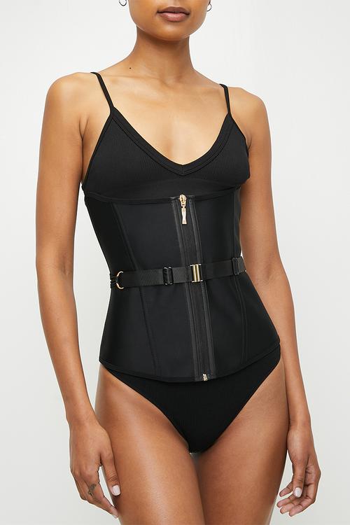 Zip thru corset shaper - black