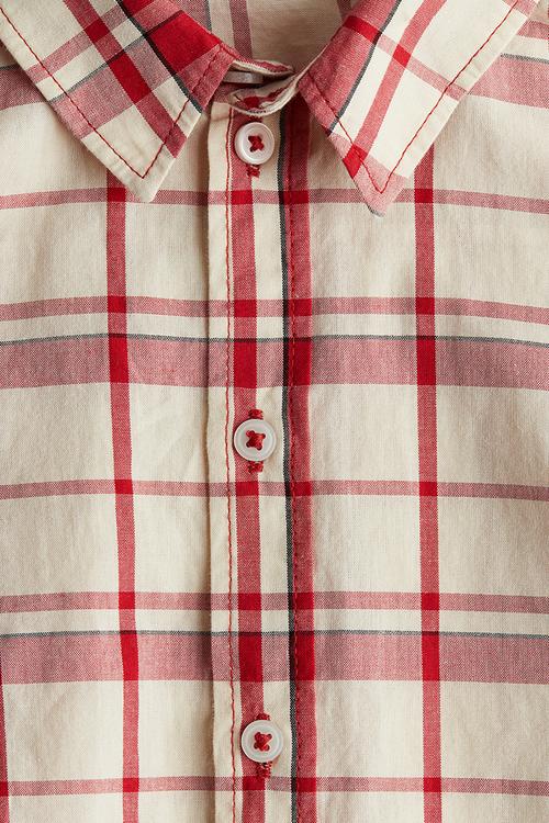 Short-sleeved cotton shirt - multi,beige
