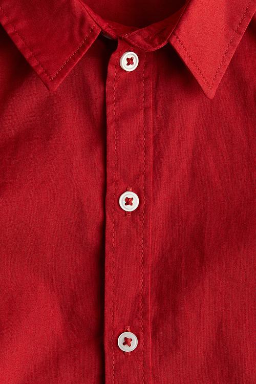 Short-sleeved cotton shirt - red