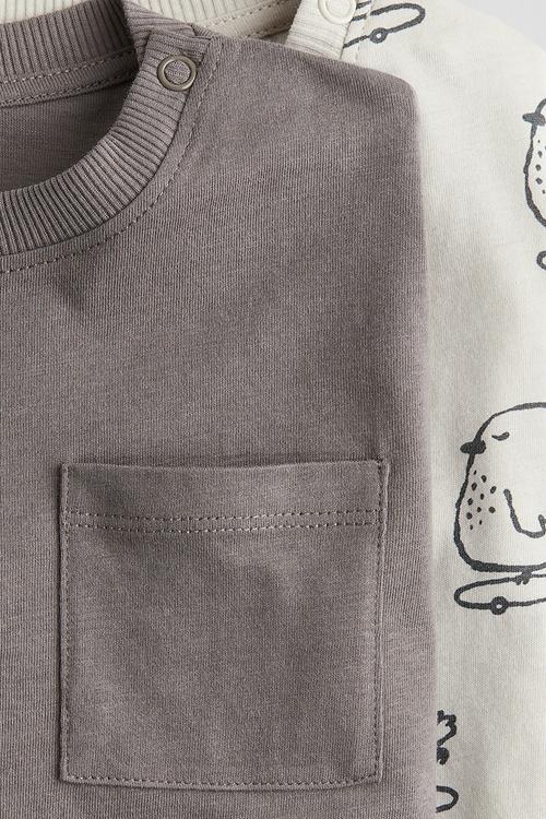 2 Pack cotton jersey tops - grey/birds 