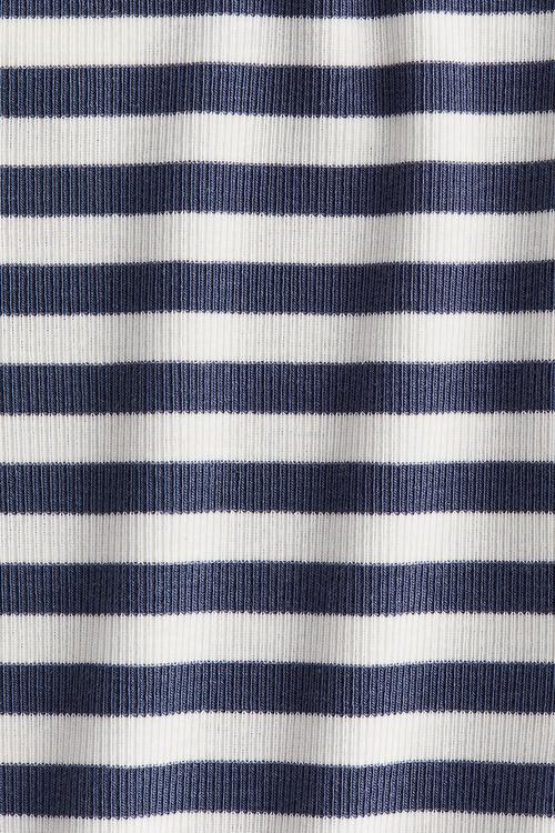 Ribbed jersey top - white & dusty blue striped