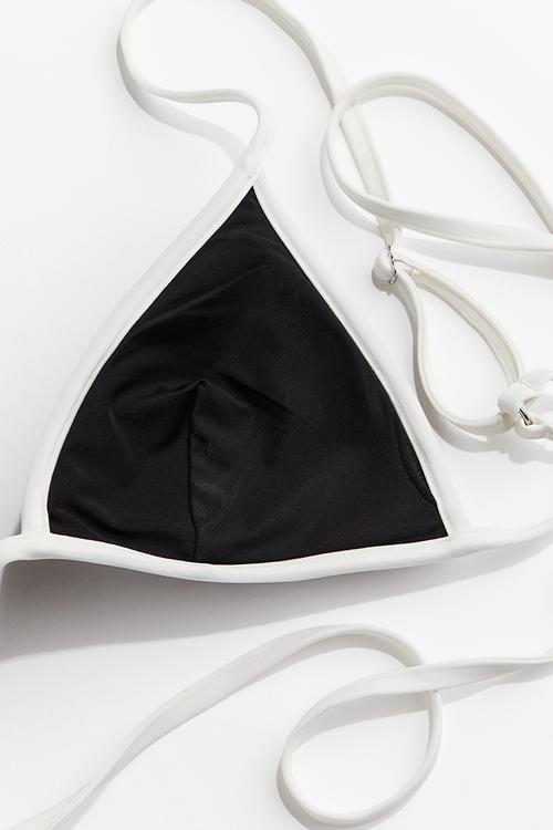 Padded triangle bikini top - black & white