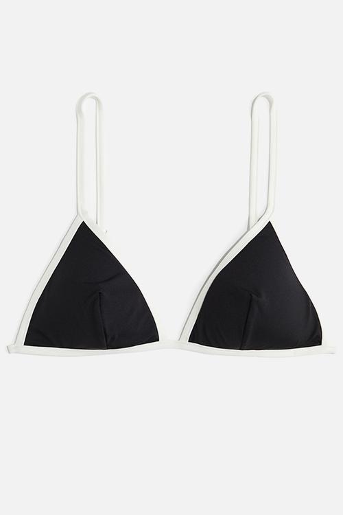 Padded triangle bikini top - black & white
