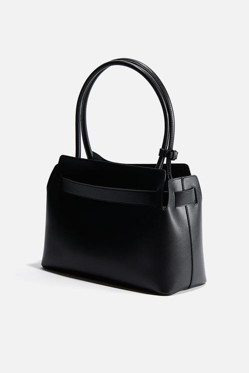 Strap-detail tote bag - black
