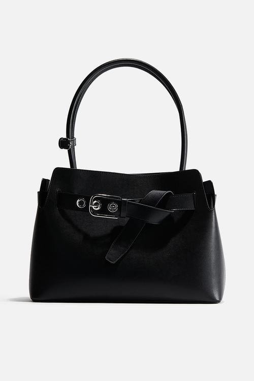 Strap-detail tote bag - black