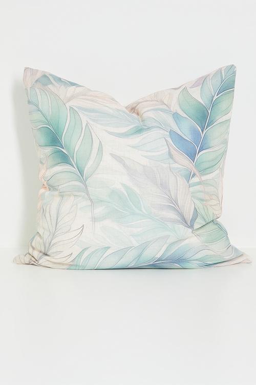 Leafy printed cushion cover - Blue