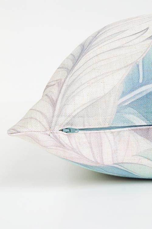 Leafy printed cushion cover - Blue