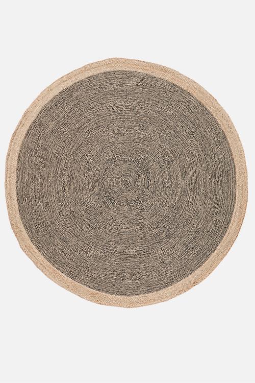 Braided round jute rug - natural & black