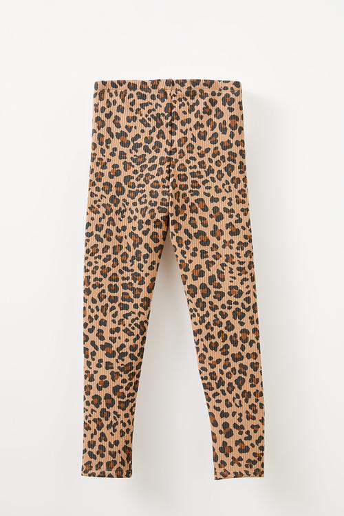 Fleece legging - taupy brown/leopard