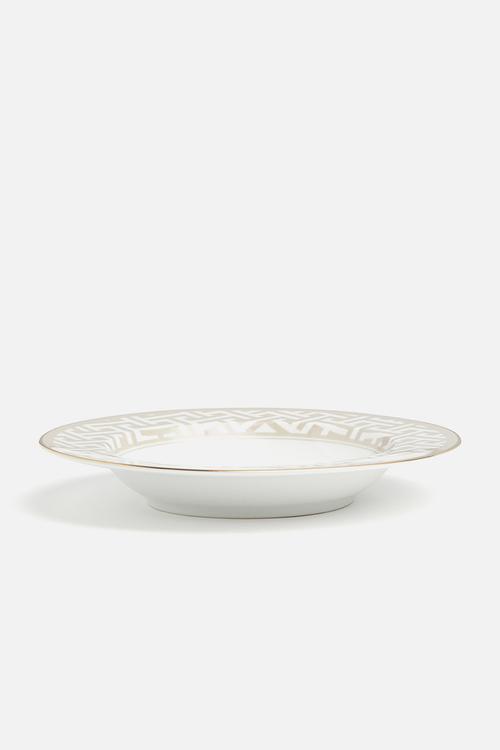 Deep porcelain plate - light beige patterned