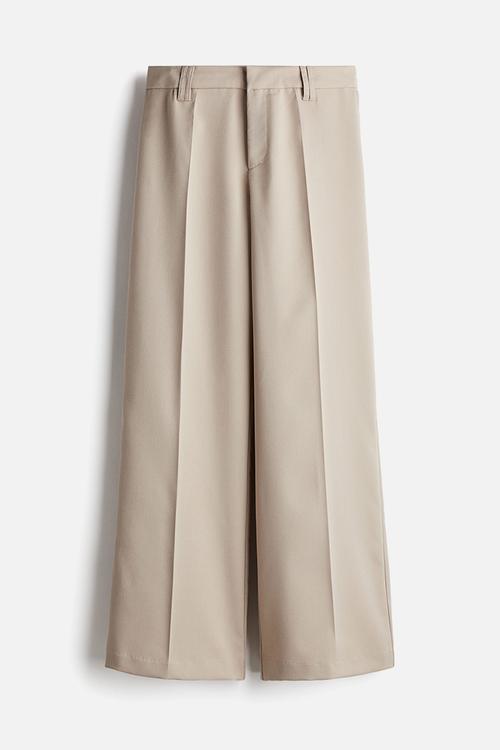 Wide tailored trousers - light beige