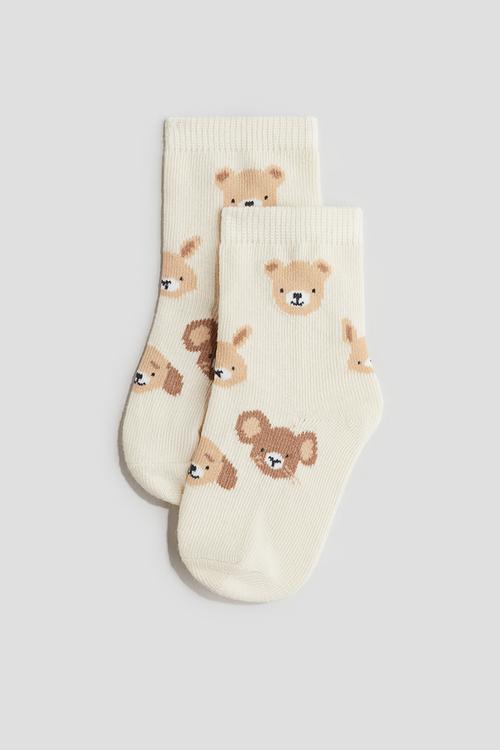 4-Pack socks - beige animals