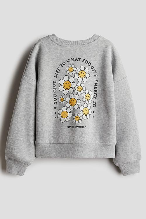 Print-motif sweatshirt - light grey smileyworld®