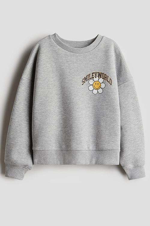 Print-motif sweatshirt - light grey smileyworld®