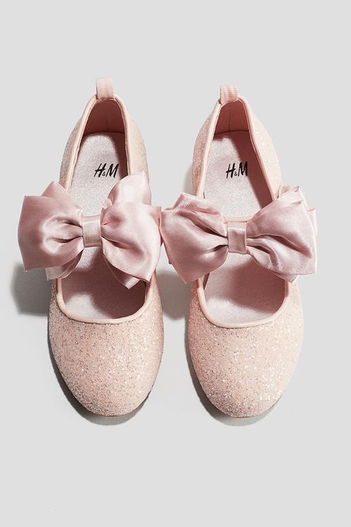 Bow-detail ballet pumps - light pink