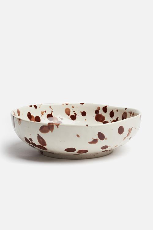 Stoneware serving dish - white speckled
