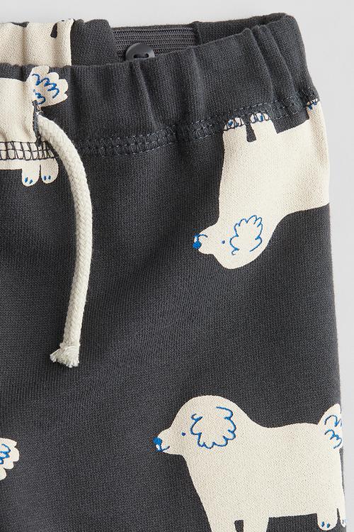 Cotton joggers - dark grey & dogs