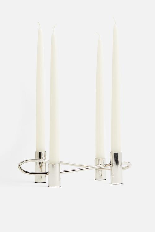 Metal candelabra - silver coloured