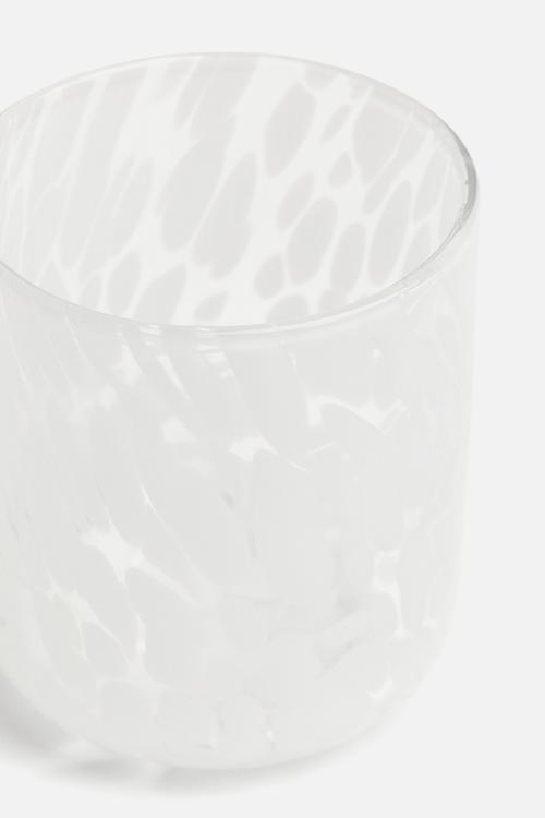 Patterned tumbler - clear glass & white