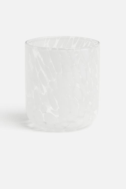 Patterned tumbler - clear glass & white