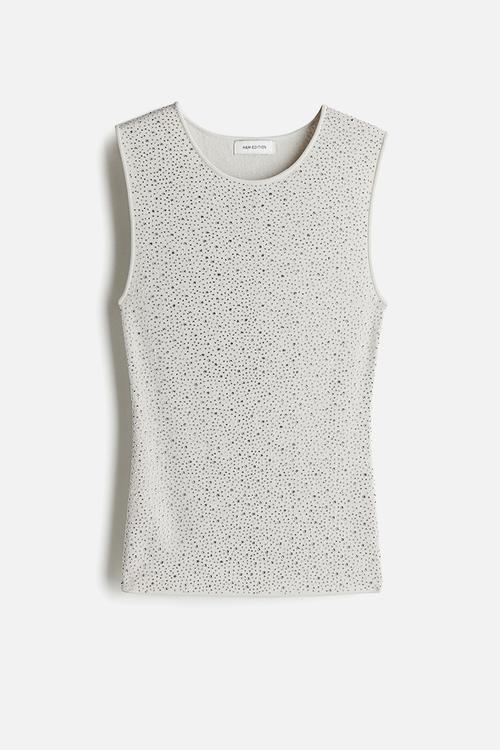 Rhinestone-embellished vest top - light beige