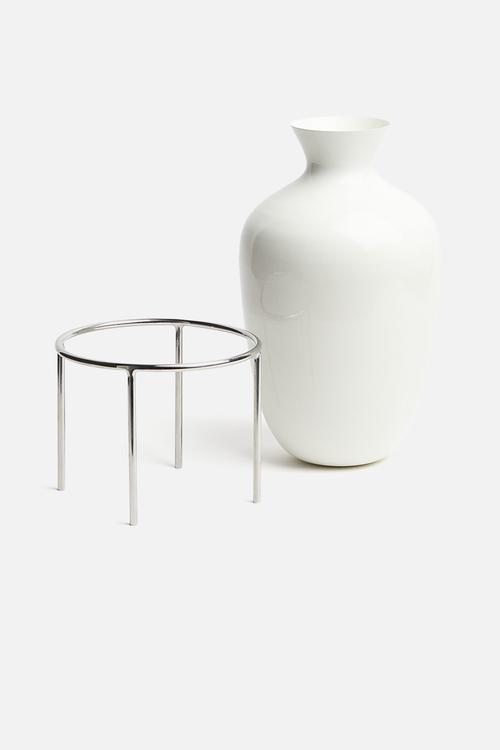 Tall metal vase - white