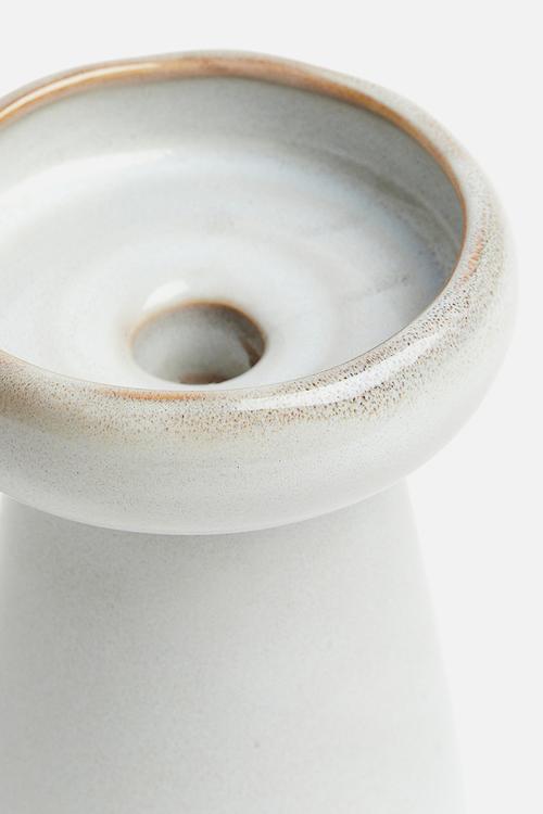 Stoneware candlestick - white