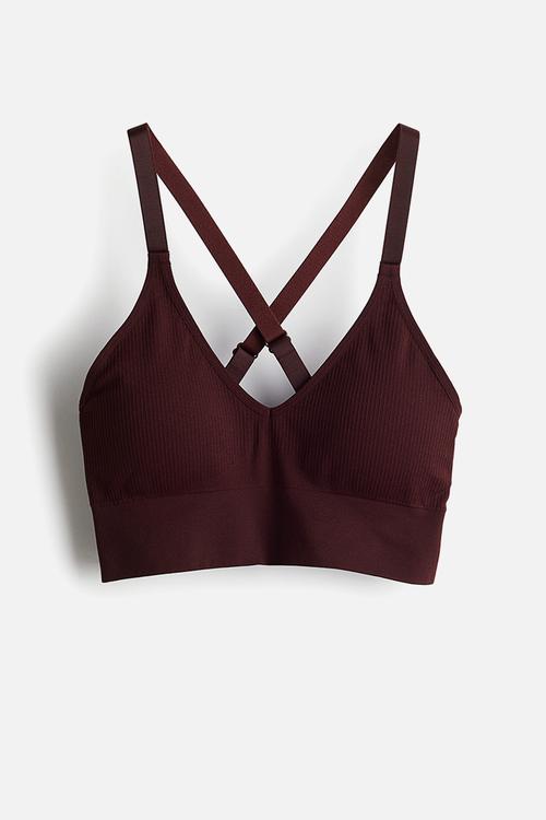 Seamless medium support sports bra with drymove™ - dark red 