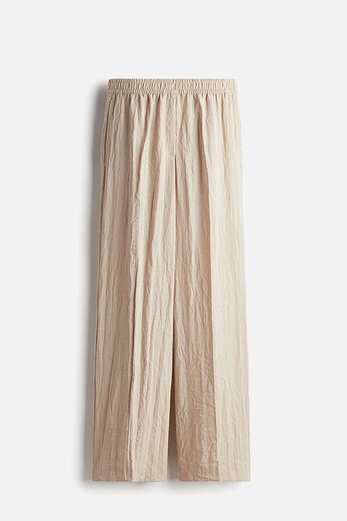 Wide pull-on trousers - light beige