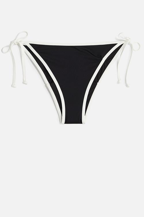 Tie tanga bikini bottoms - black & white