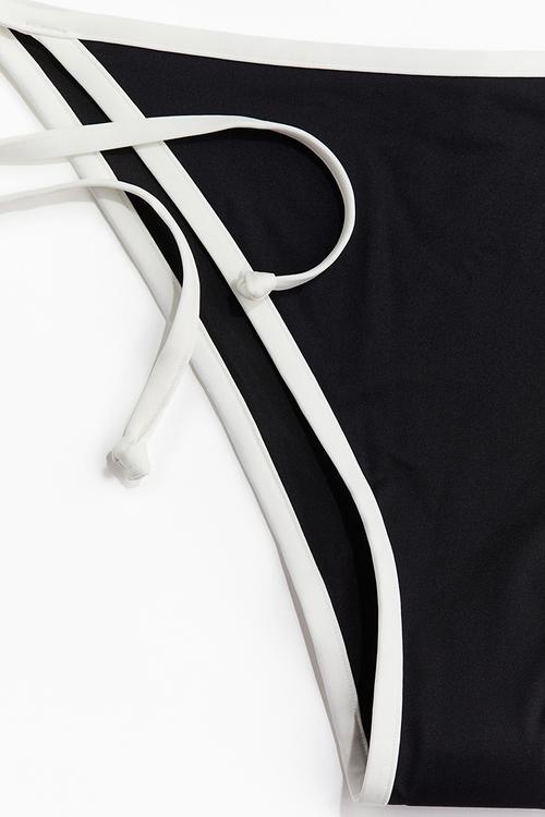 Tie tanga bikini bottoms - black & white