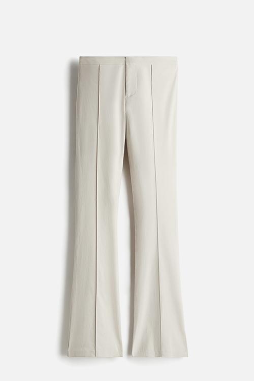 Flared tailored trousers - light greige