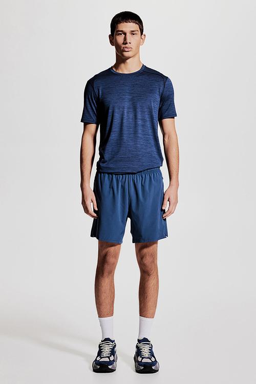 Mid-length running shorts with drymove™ - navy blue