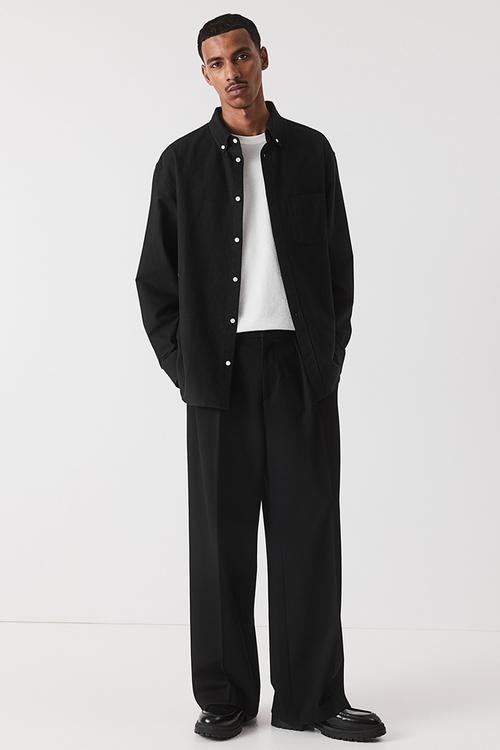 Regular fit oxford shirt - black
