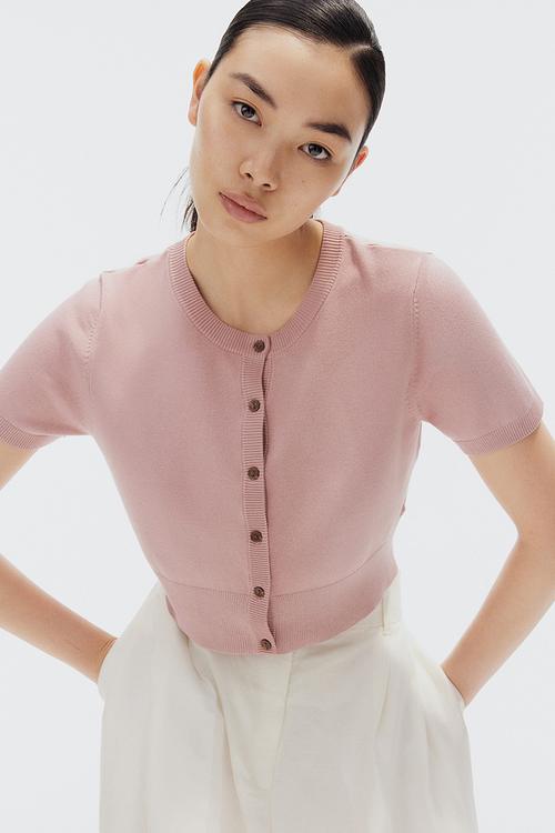 Short-sleeved cardigan - dusty pink