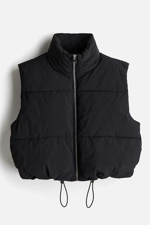 Short puffer gilet - black