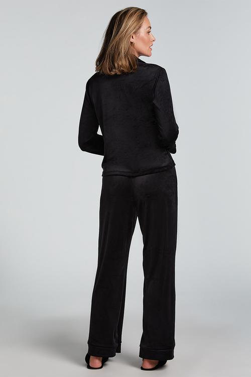 Jacket long sleeve velours piping - black