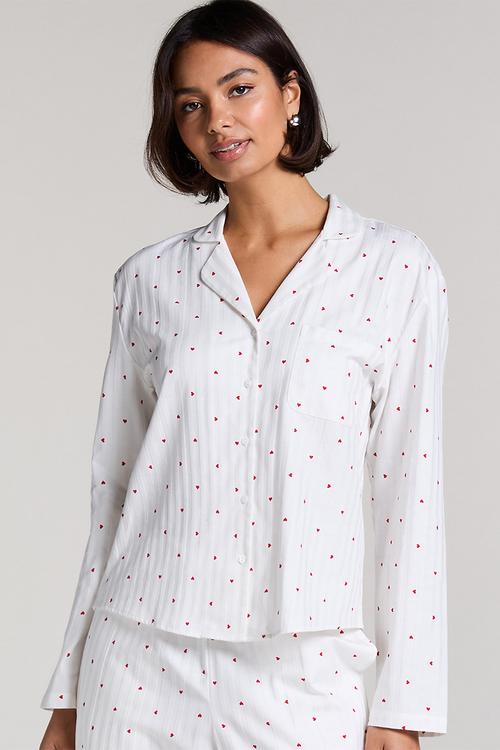 Jacket long sleeve co jacquard hearts - white