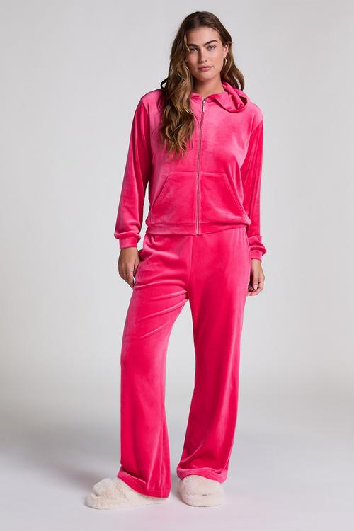 Pants straight leg velours - pink