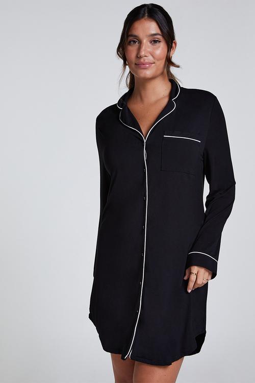 Shirt dress long sleeve jersey essential - black