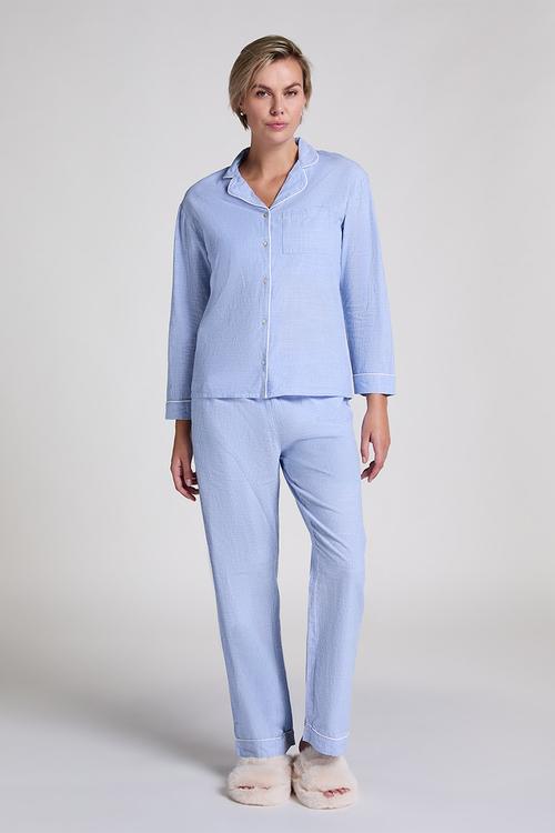 Jacket long sleeve cotton stripe - blue