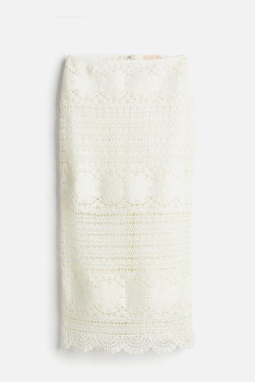Crochet-look skirt - white