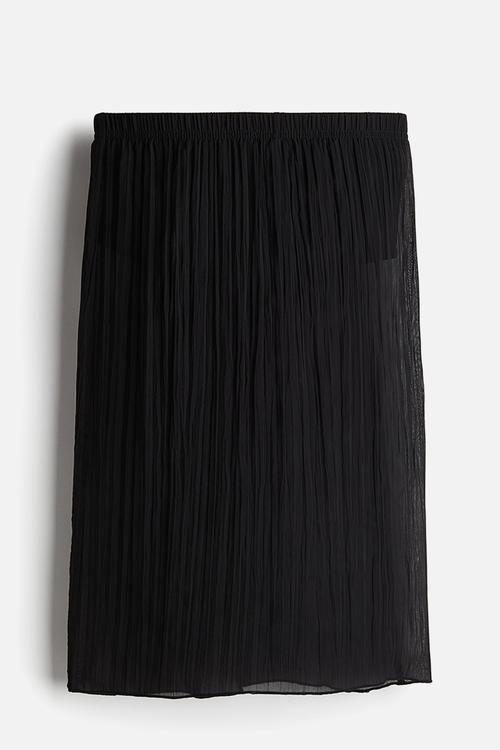Sheer crinkled skirt - black