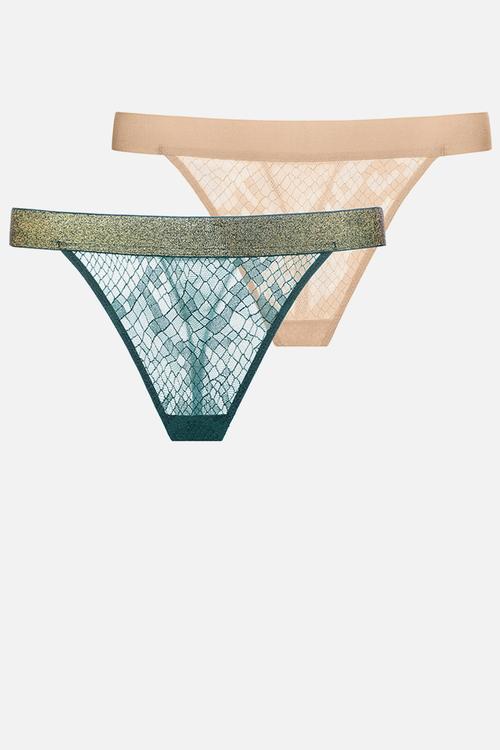 Plus Vera string - green/beige