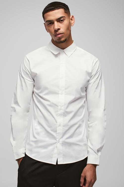 Long Sleeve Slim Shirt - White